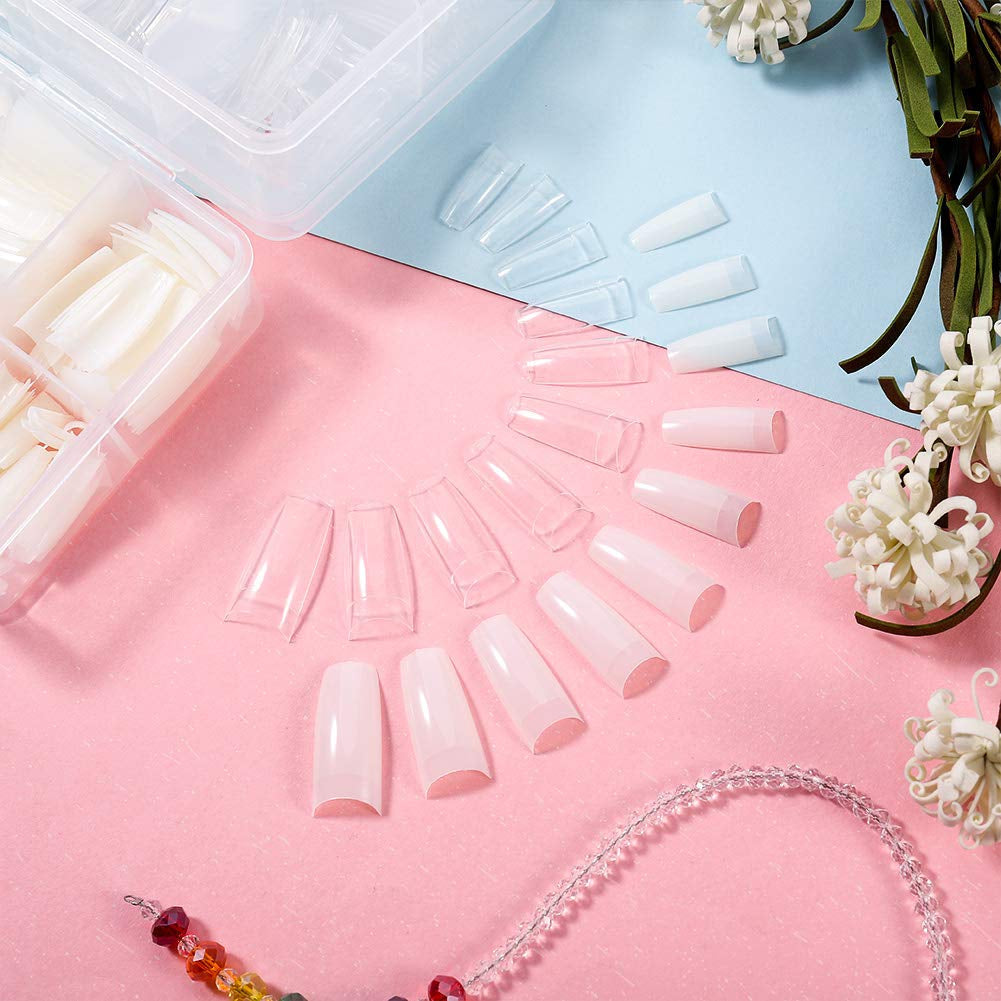 1000 piezas de uñas postizas, 10 tamaños, puntas de uñas naturales, puntas de uñas francesas artificiales, puntas de uñas artificiales, puntas de uñas postizas, caja de puntas artísticas para mujeres y niñas