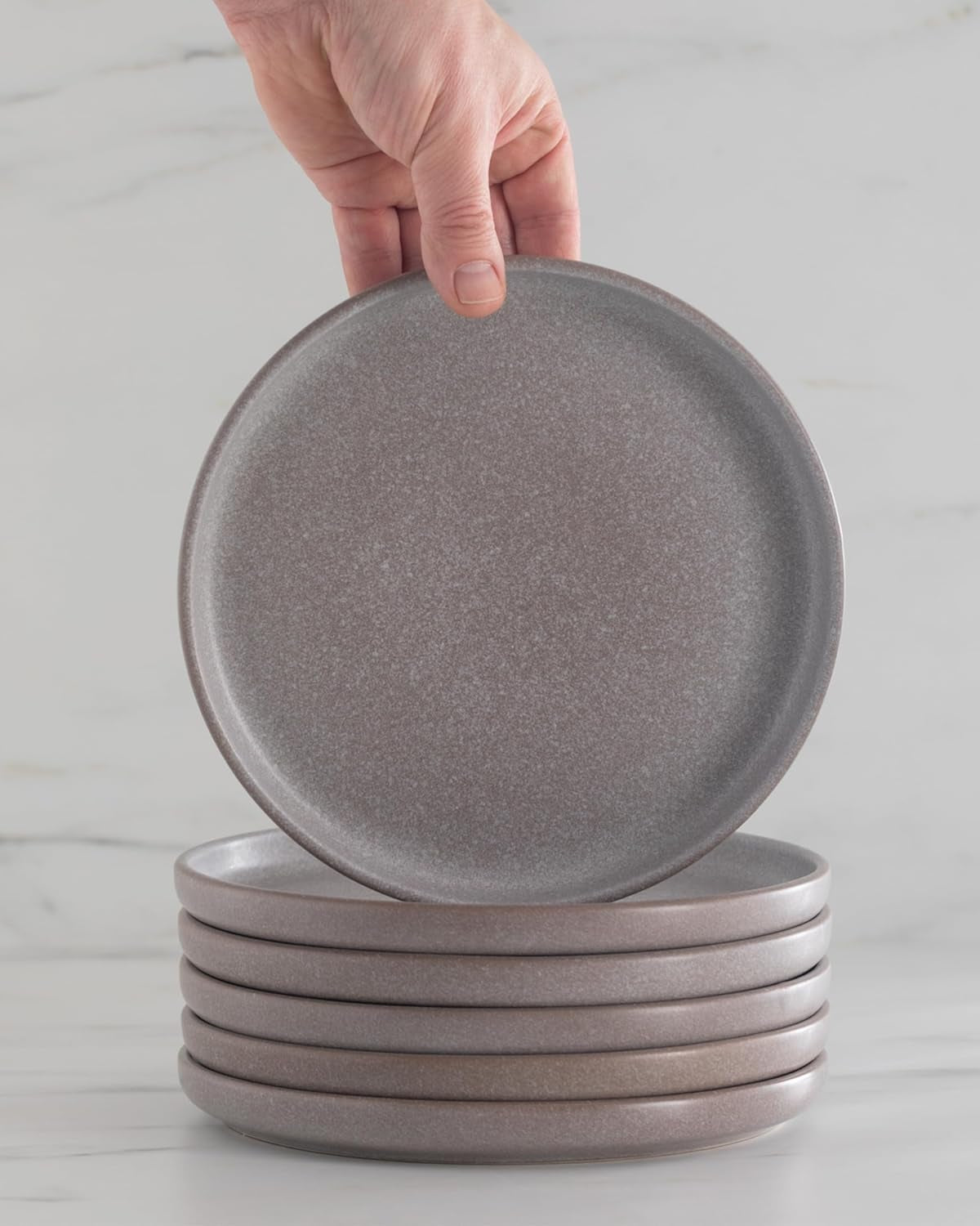 Vajilla de Gres para 12, 36 Piezas, Estilo Urbano, Alta Calidad, MUY BUENA PRUEBA, Vajilla de Gres - Juego de Cuenco y Plato - Vajilla para 12, Vajilla Pure Living en Gris-Marrón Mate