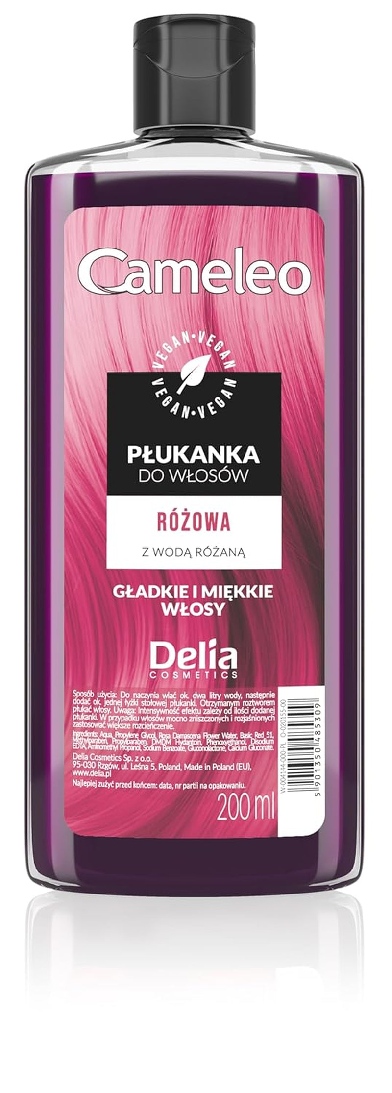 Cameleo - Tónico para el cabello rosa agua de rosas sin tinte amarillo Color de cabello semipermanente - Para cabello rubio y gris - Color y cuidado - Sin parabenos | 200 ml Naty Shop Tinte Capilar Nueva Versión - Rosa 200 Ml (paquete 1)