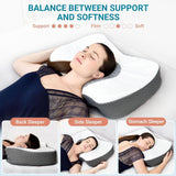 Elviros Almohada ortopédica de espuma viscoelástica Almohada para el dolor de cuello Almohada para dormir Almohada cervical ergonómica Almohada de apoyo para el cuello Almohada antirronquidos para personas que duermen de lado boca abajo Almohadas ortopédicas cervicales blancas Naty Shop