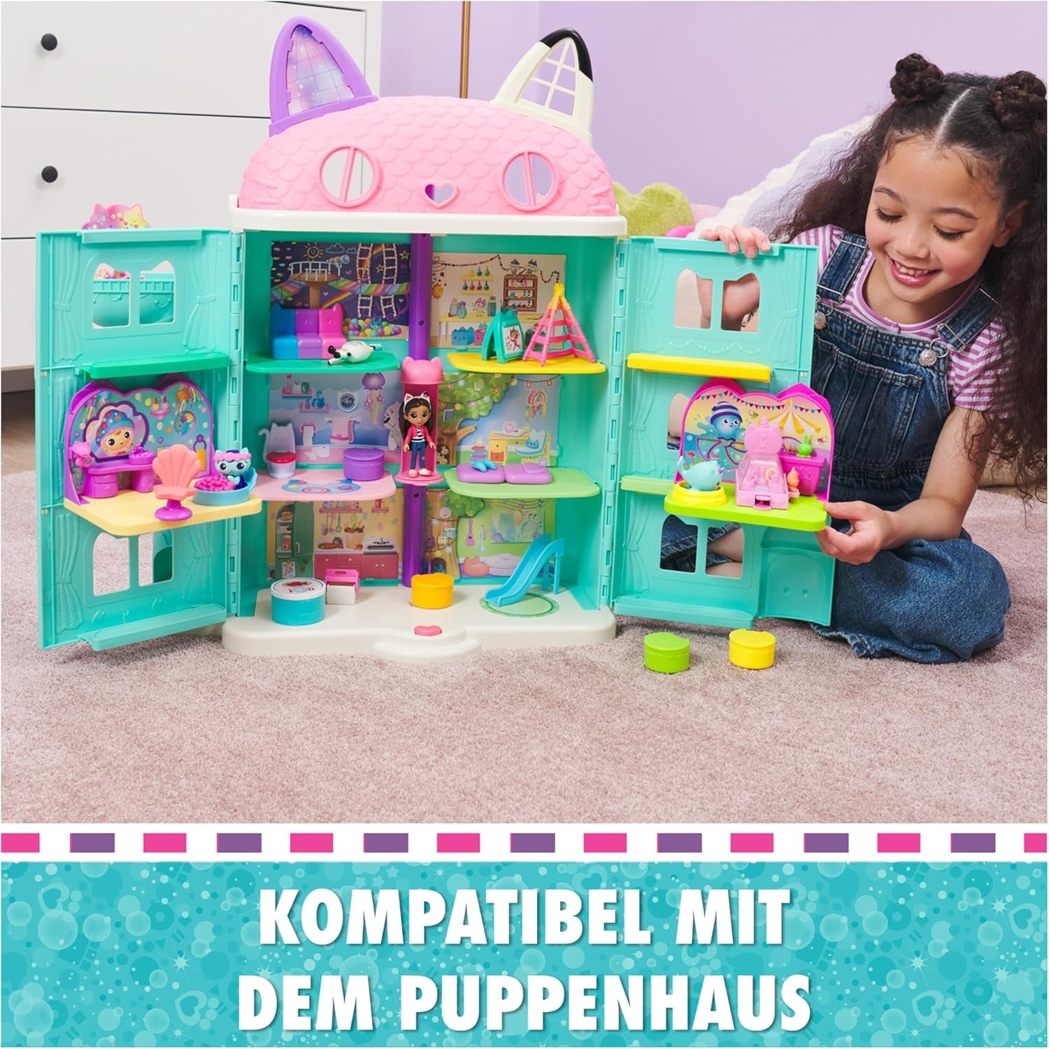 DREAMWORKS GABBY'S DOLLS HOUSE - Juego de habitación de lujo, sala de fiesta Kitty Narwhale, muebles y accesorios temáticos, a partir de 3 años