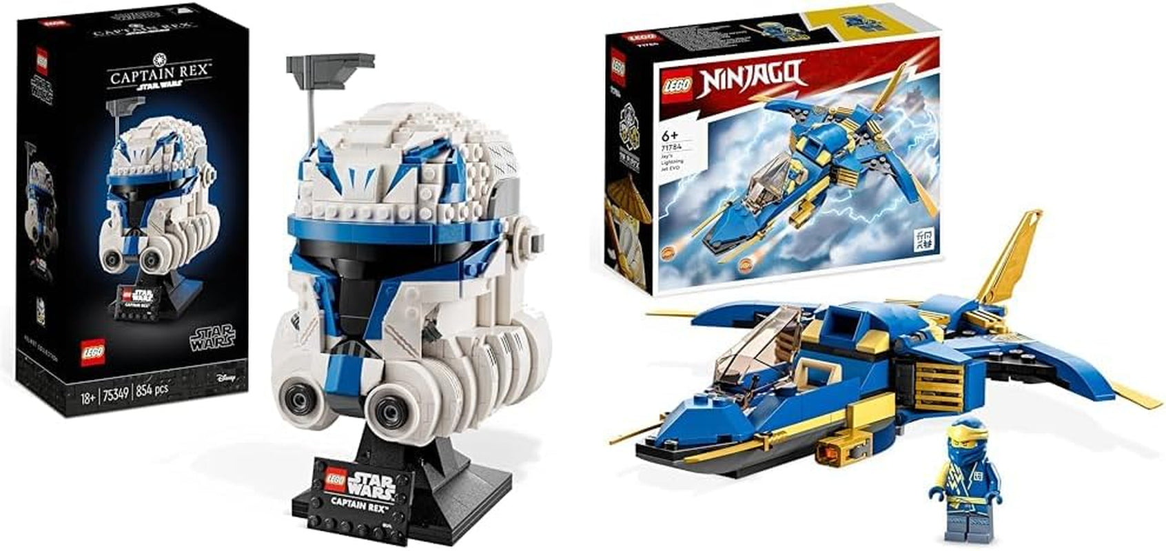 LEGO 75349 Star Wars Capitán Rex Juego de casco Clone Wars Serie de modelos coleccionables 2023 Pieza de recuerdo e idea de regalo Juegos de construcción Besuche den LEGO-Store Bundle con Jay's Thunder Jet Evo,