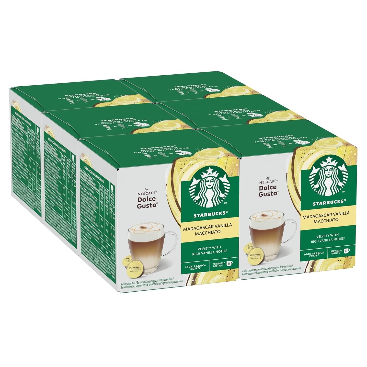 STARBUCKS Vanilla Macchiato de Nescafé Dolce Gusto Kaffeekapseln 6 x 12 (72 Kapseln)