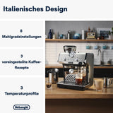 De'Longhi La Specialista Arte EC9155.MB Cafetera espresso con portafiltro y molinillo, 8 niveles de molido, 15 bares de presión, 3 niveles de temperatura, espumador de leche, 1550 W, depósito de 1,7 L, acero inoxidable/negro, incluye kit de barista