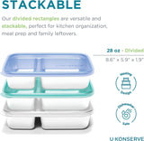 U Konserve - Recipiente para alimentos rectangular dividido de acero inoxidable con tapa de silicona - Island Teal - Cajas de almacenamiento de alimentos de 28 oz / 825 ml Naty Shop