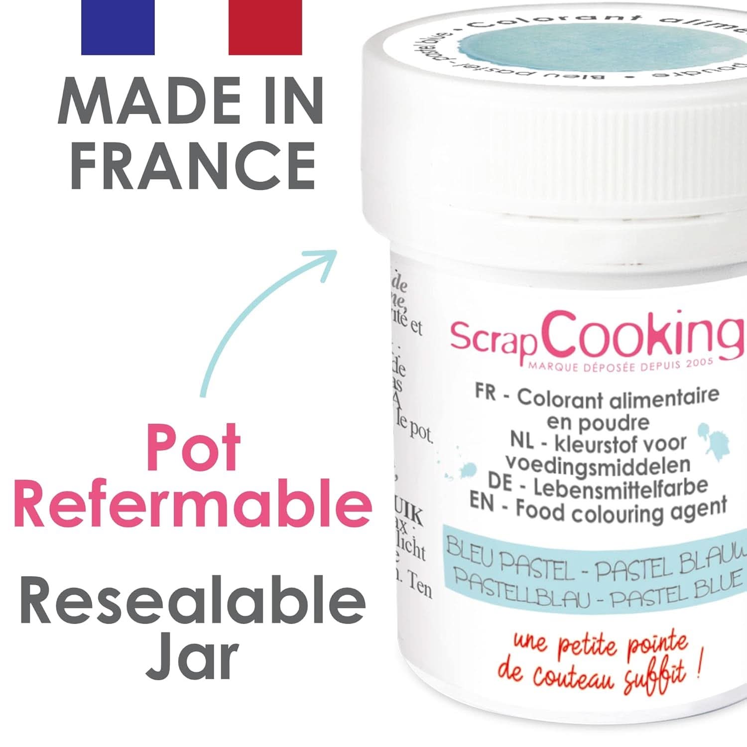 Scrapcooking, colorante alimentario en polvo, azul pastel, 5 gramos Naty Shop