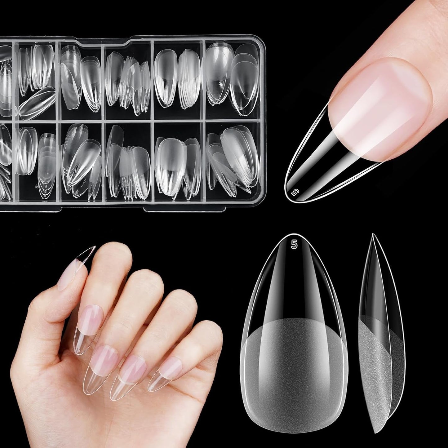 Uñas postizas cortas bailarina 120 Uds pegamento en 12 tamaños uñas artificiales cortas Gel suave cobertura completa puntas de uñas para uñas de Gel cortas S
