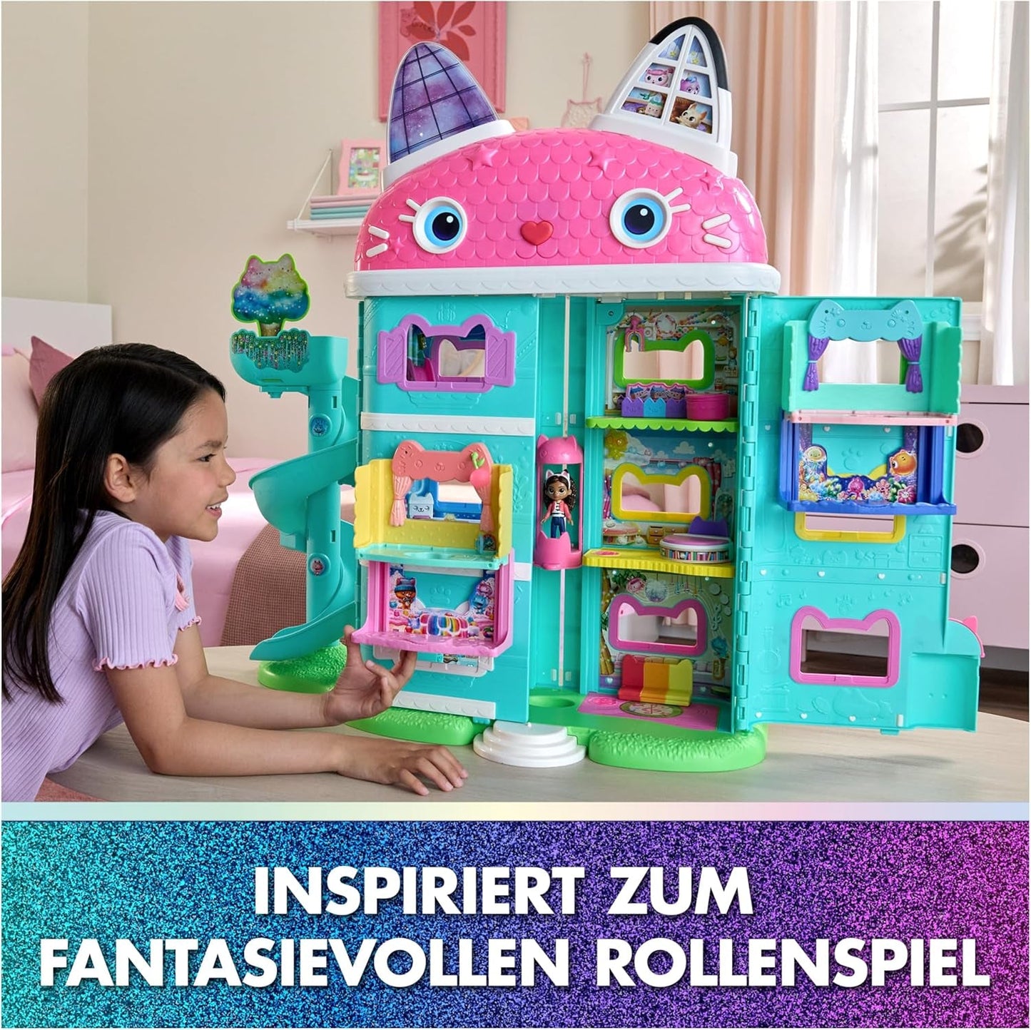 DREAMWORKS LA CASA DE MUÑECAS DE GABBY: LA PELÍCULA - Portal Room La cocina espolvoreada con azúcar de Kuchi con figura y accesorios, para mayores de 3 años