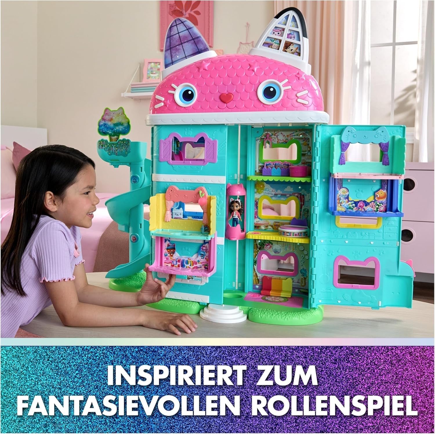 DREAMWORKS LA CASA DE MUÑECAS DE GABBY: LA PELÍCULA - Portal Room La cocina espolvoreada con azúcar de Kuchi con figura y accesorios, para mayores de 3 años