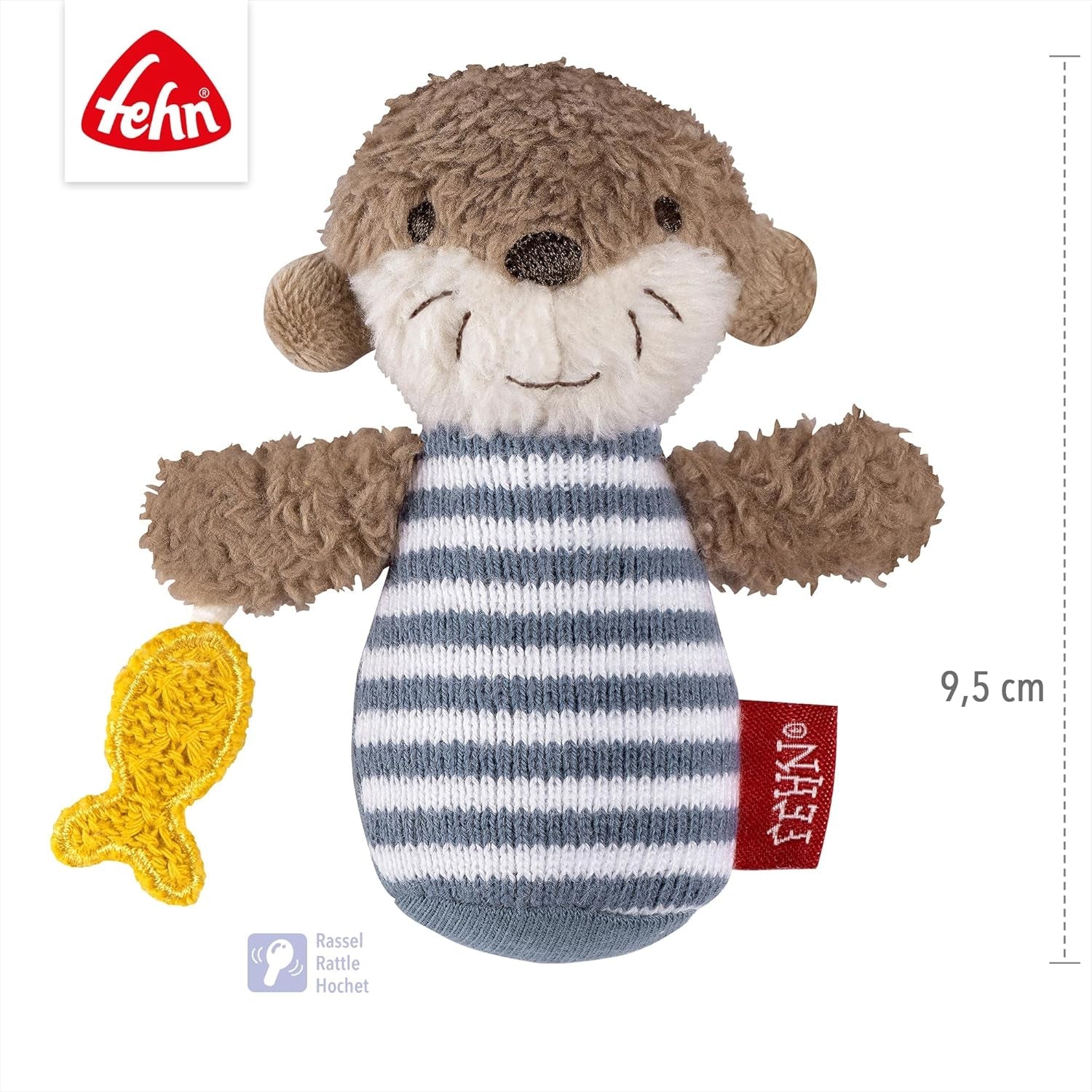 Fehn mini sonajero nutria - mini juguete de agarre para hacer sonar, tocar y jugar con un animal de tela suave y tierno - un fiel compañero para bebés y niños pequeños a partir de 0 meses Baby Toys Naty Shop