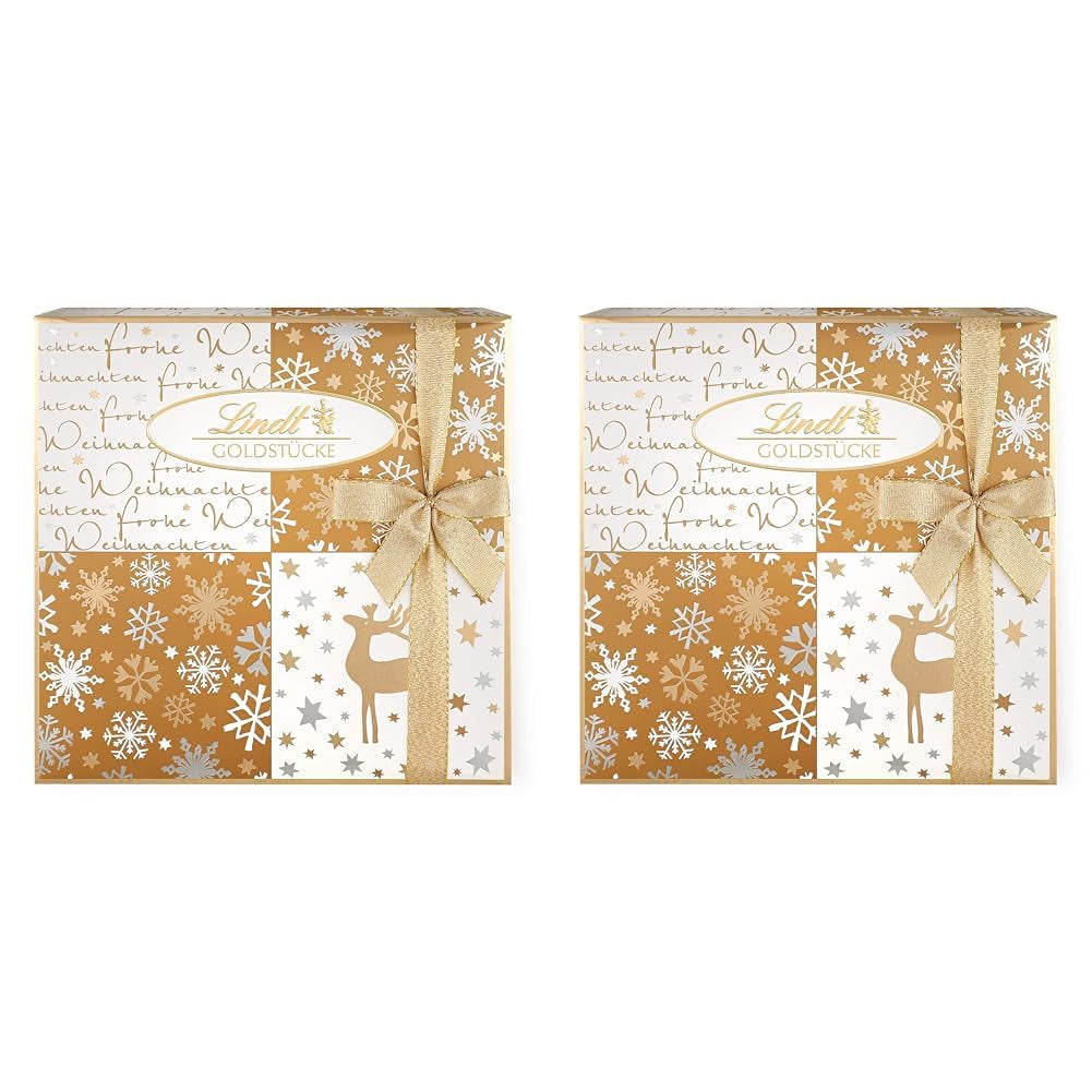 Chocolate Lindt | Caja de bombones Gold Pieces | 180 g | 18 bombones en 10 surtidos como fino surtido de bombones, algunos con alcohol | Caja regalo premium con bombones navideños