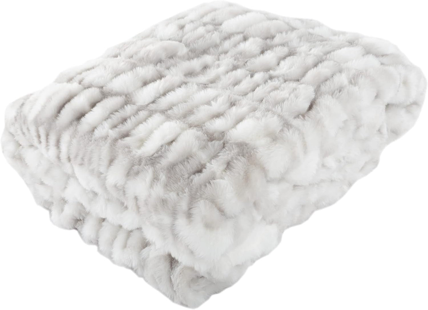 Lavish Home Manta Extragrande De Piel Sintética Gerüschte, 152,4 X 203,2 Cm, Piel Sintética Jacquard, Manta Tamaño Queen para Camas Y Sofás, Gris Lavish Home Camas y Mantas Gris