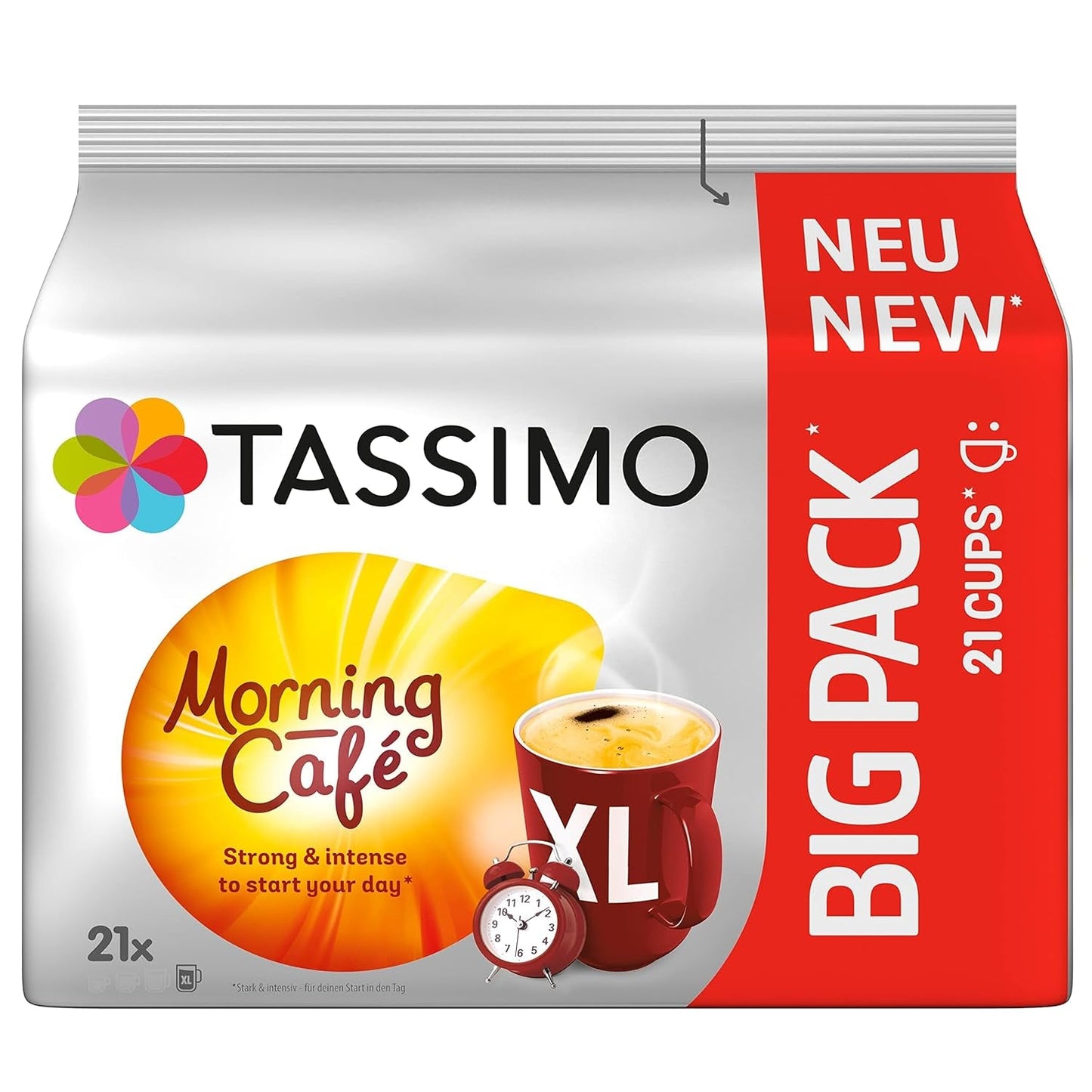 Tassimo Kapseln Moring Café XL Strong & Intense, paquete grande, 5 x 21 compresas, 105 cápsulas de café
