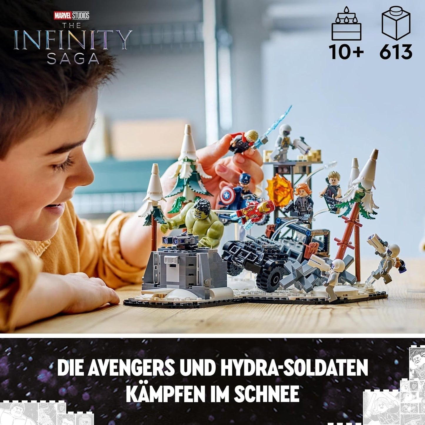 LEGO Marvel Avengers Assemble: Era de Ultrón, set de construcción y juego con 8 minifiguras de superhéroes como Thor, Hulk y Iron Man, juguete de construcción para niños y niñas, set de aventuras 76291 Juegos de construcción Besuche den LEGO-Store