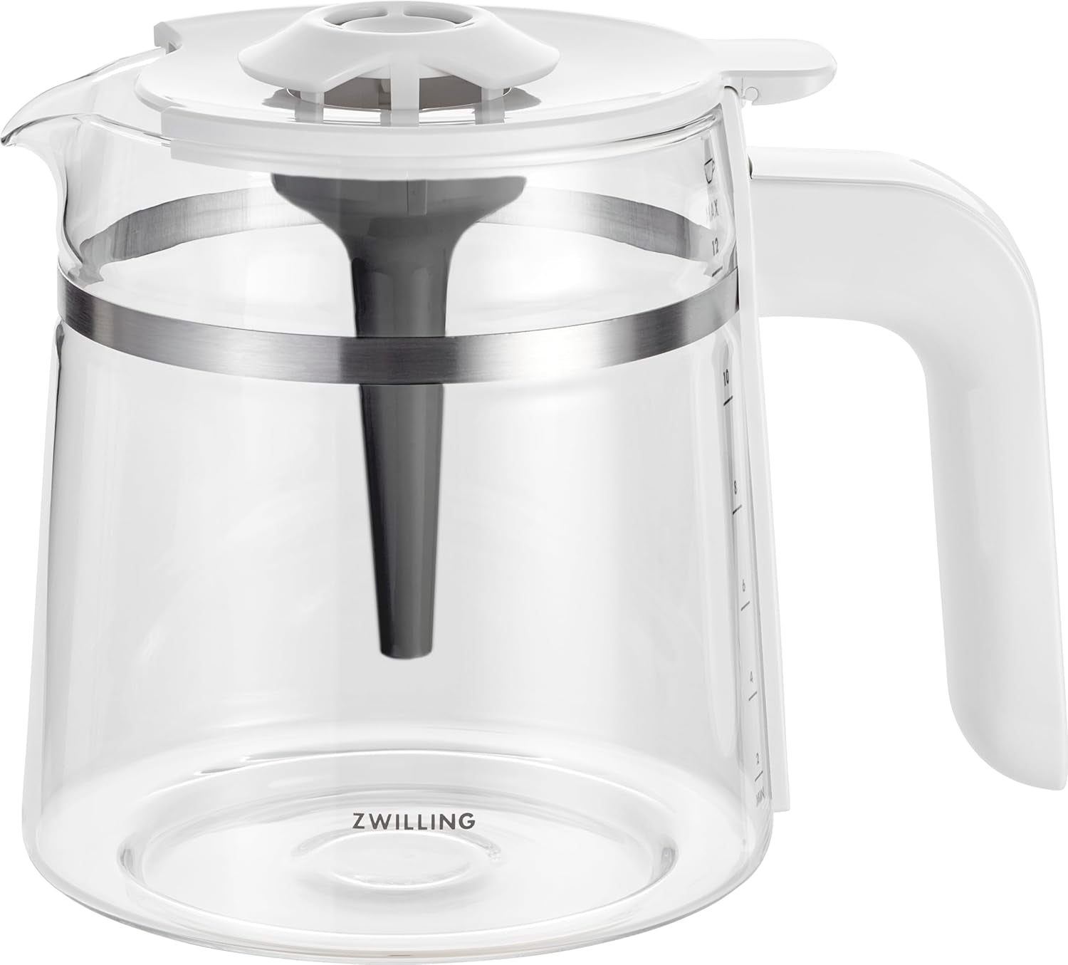 ZWILLING ENFINIGY Cafetera espresso de filtro con jarra de cristal de 1,5 l, cafetera espresso con caldera de acero inoxidable, función de floración y descalcificación inteligente, plástico, plata
