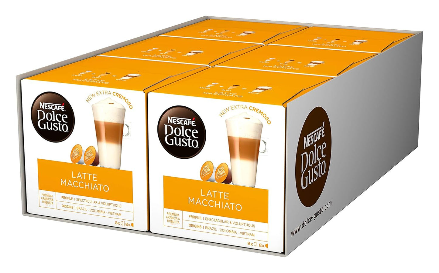 Latte Macchiato | 96 Kaffeekapseln y Latte Macchiato Caramelo | 48 cápsulas de café | Mezcla de Arábica Robusta | Feines Caramell Aroma und leckerer Milchschaum