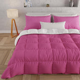 PETTI Artigiani Italiani - Edredón de invierno para cama de matrimonio, maxi, monocromático, doble cara, blanco, gris, 100% Made in Italy Edredones y edredones Naty Shop Blanco fucsia Una Piazza E Mezza