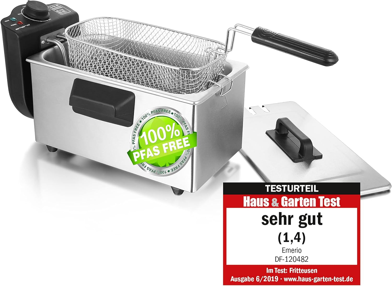 Freidora de Aceite Emerio 3,0L con Tecnología Zona Fría, 2000 W Electrodomésticos Naty Shop Acero Inoxidable