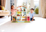 Hape Doll's Villa Casa de muñecas de madera de 10 habitaciones Juego de rol creativo que incluye muebles y accesorios Juguete educativo para edades de 3 años en adelante
