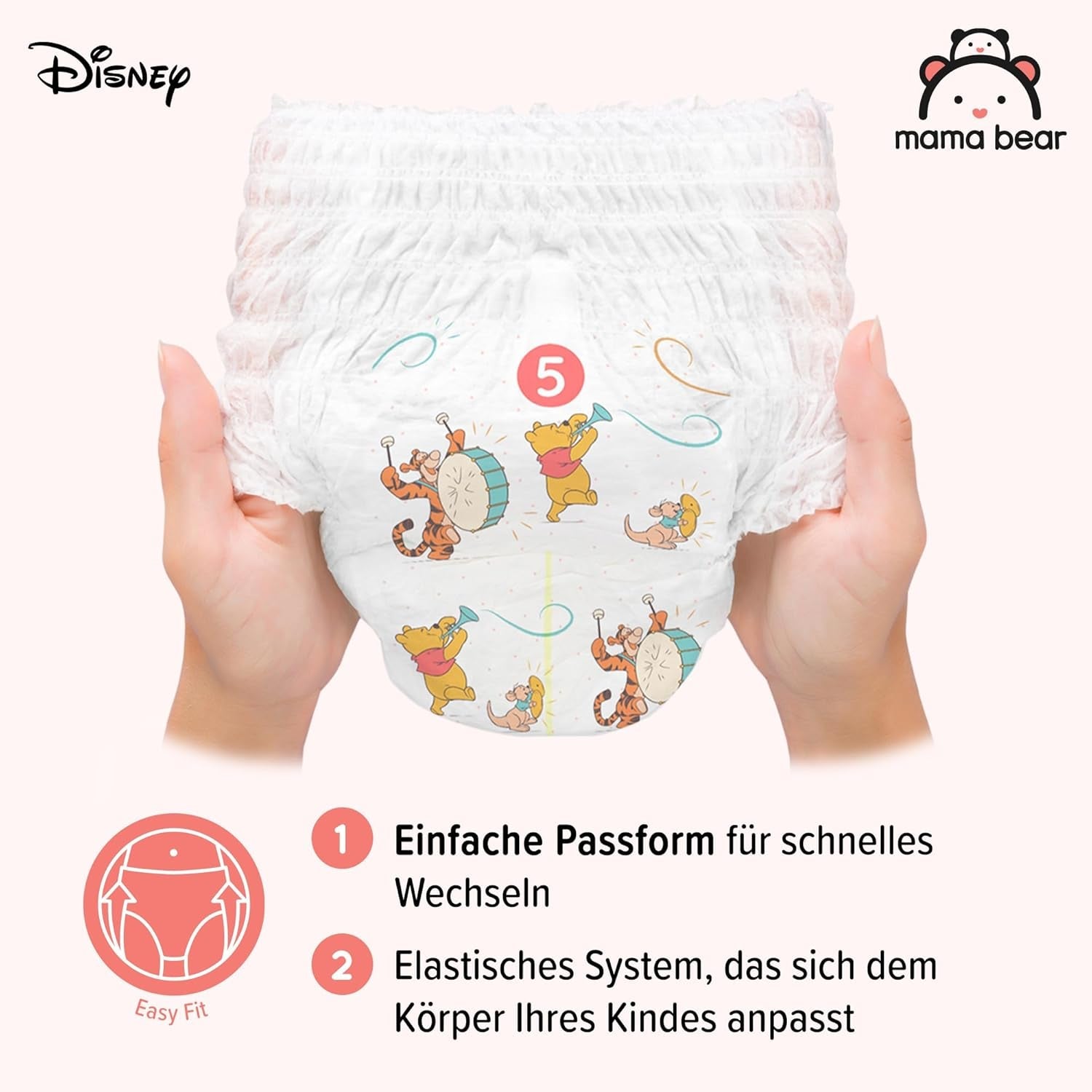 Marca Amazon: Mama Bear Disney Pañales, Talla 5 (12-17kg) - Caja Mensual, Blanco, 140 Piezas (2 Paquetes de 70)