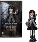 Muñeca Monster High Wednesday y accesorios Figura coleccionable Wednesday Addams en uniforme de Nevermore Academy con mano helada y soporte para muñecas con mochila HXJ04 Naty Shop Dolls [Multicolor]