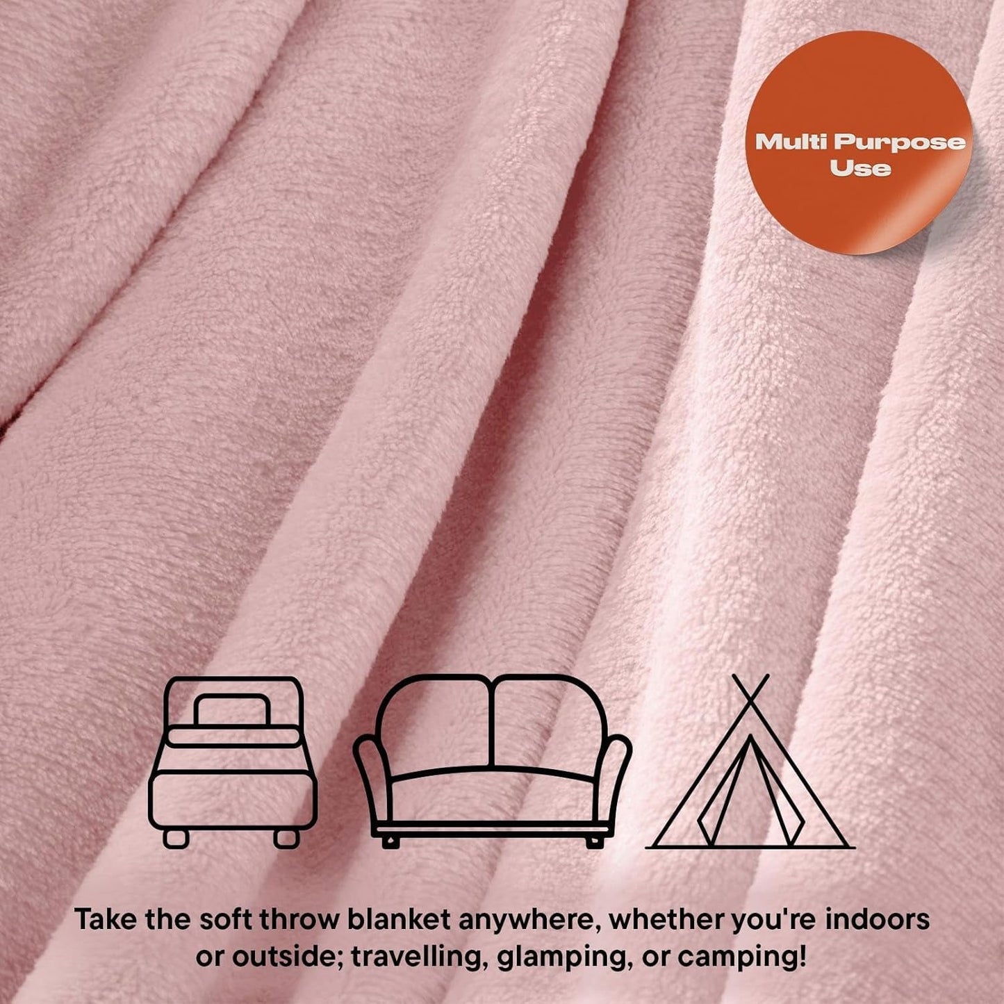 Brentford's Manta Polar De Franela, Extra Suave, Grande, Esponjosa, Cálida, Colcha para Dormitorio, Cama Individual, Sofá, Sofá, Rosa Rubor - 120 X 150 Cm Camas y Mantas Beuche den Brentfords-Store