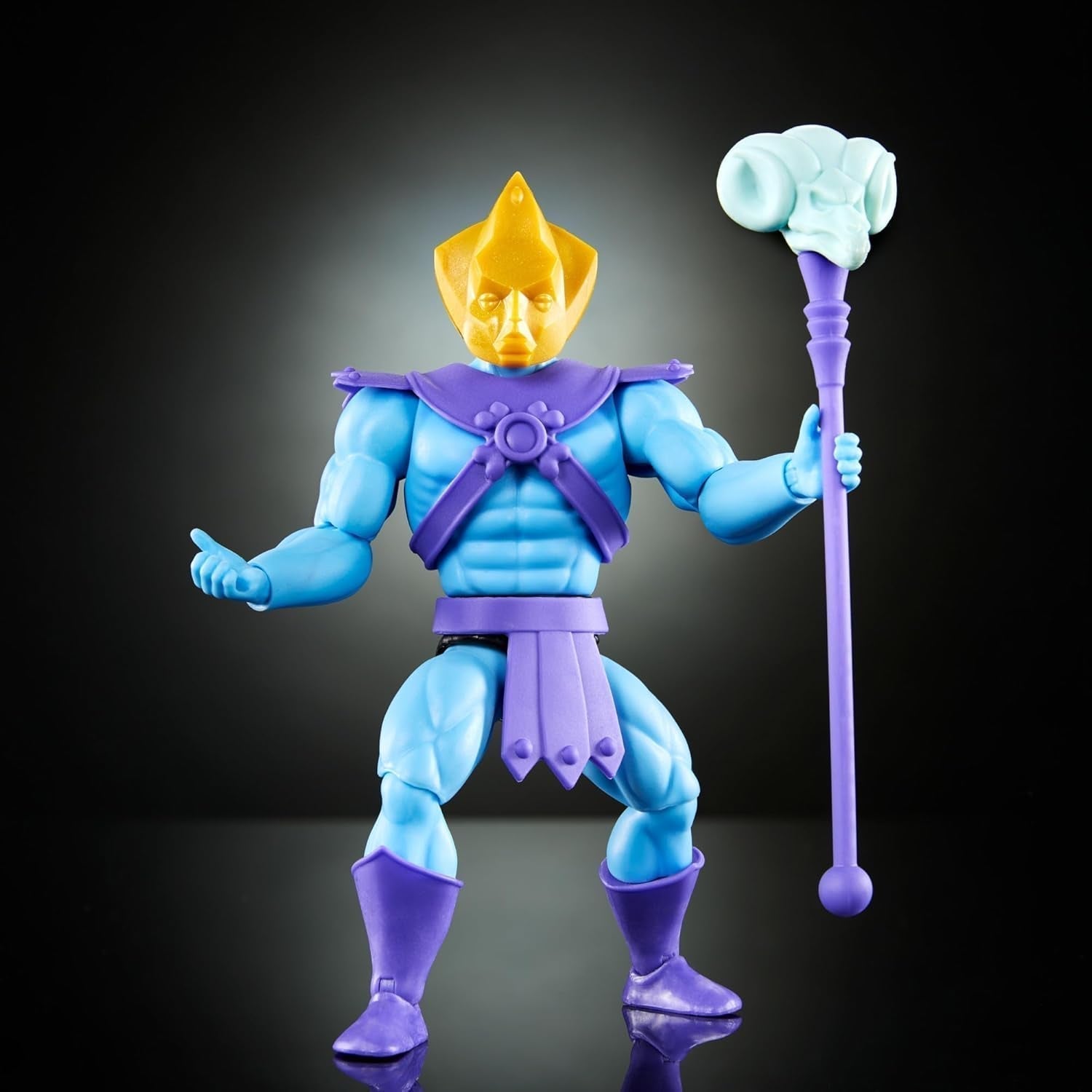 Juguete Masters of the Universe Origins, figura de Skeletor de la colección de dibujos animados, villano de aprox. 14 cm con armadura, bastón, espada y 2 máscaras, Figuras de acción HYD24 Naty Shop