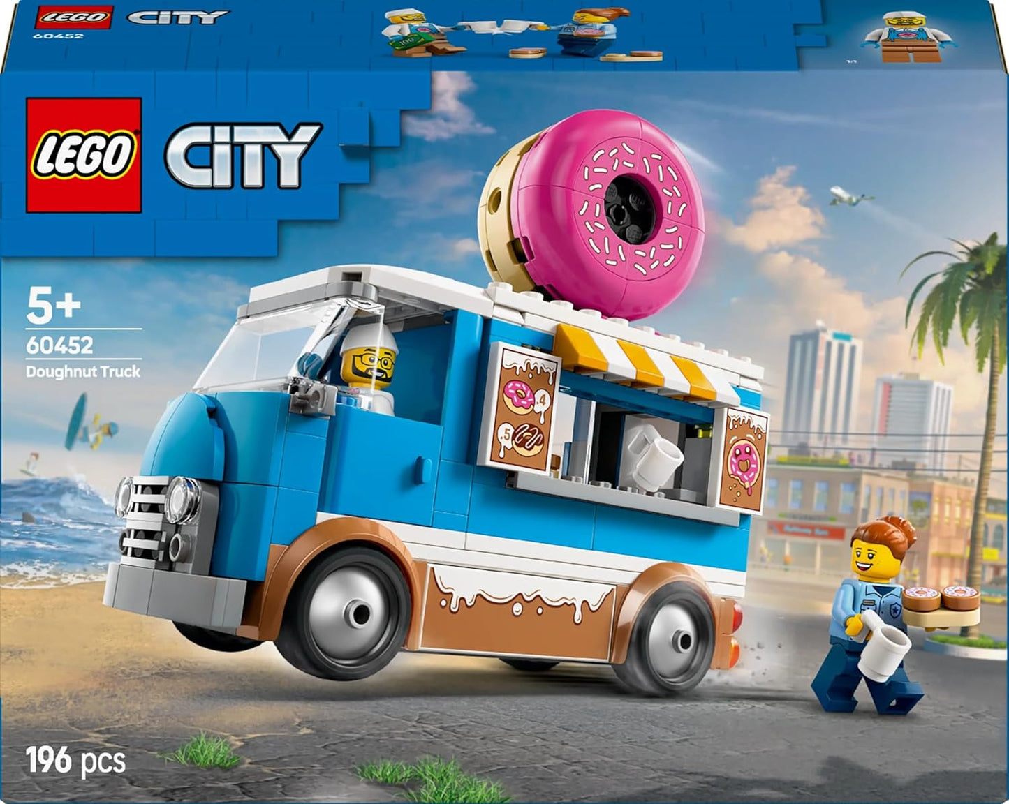 LEGO City Donut Truck - Camión de comida de juguete con 2 minifiguras de policías - Juguete de construcción para niños y niñas a partir de 5 años - Idea de regalo de cumpleaños y vacaciones 60452 Juegos de construcción Besuche den LEGO-Store