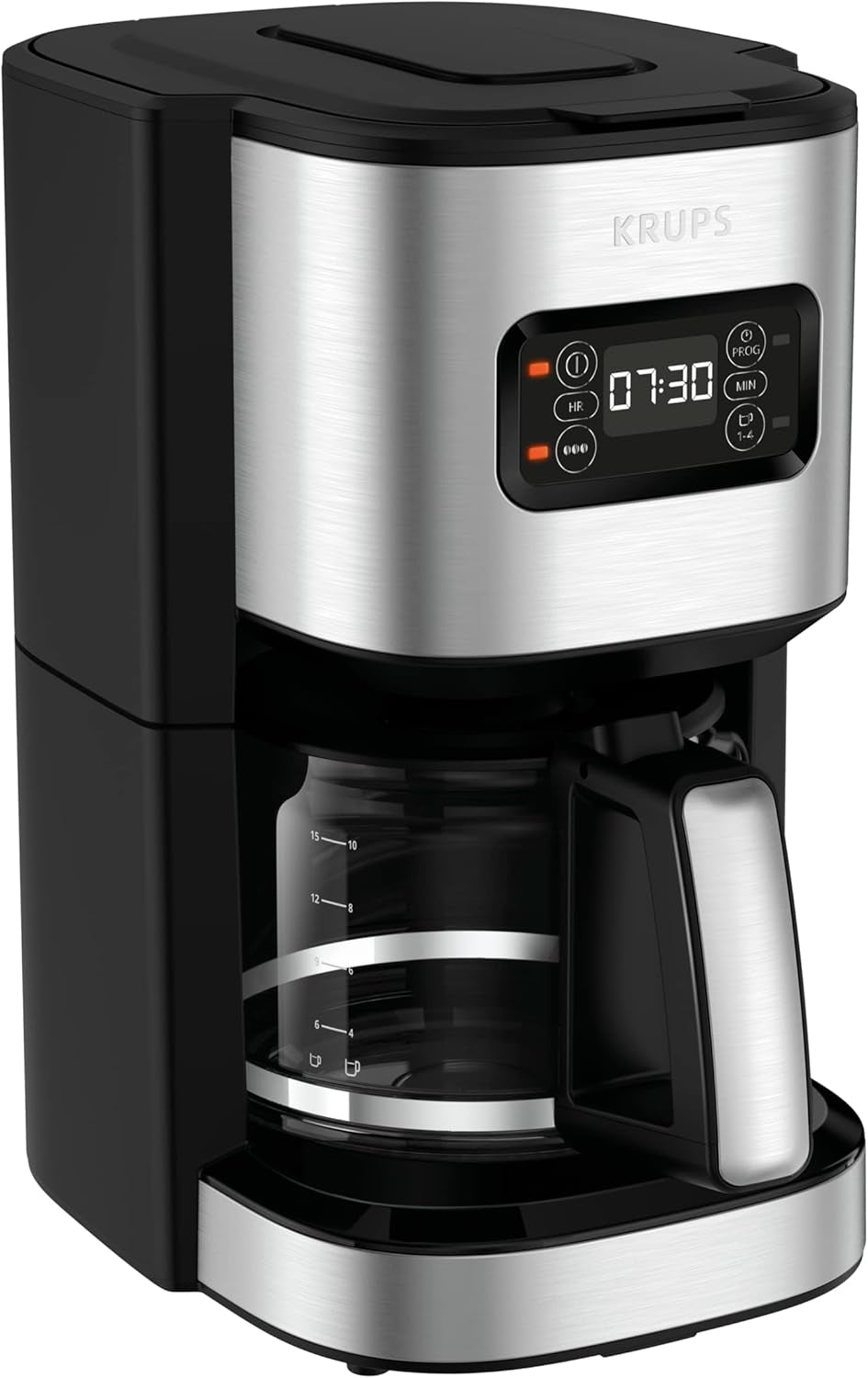 Krups F30908 ProAroma Cafetera espresso con filtro y jarra de cristal, capacidad 1,25 l, 10-15 tazas, 1050 W, negra