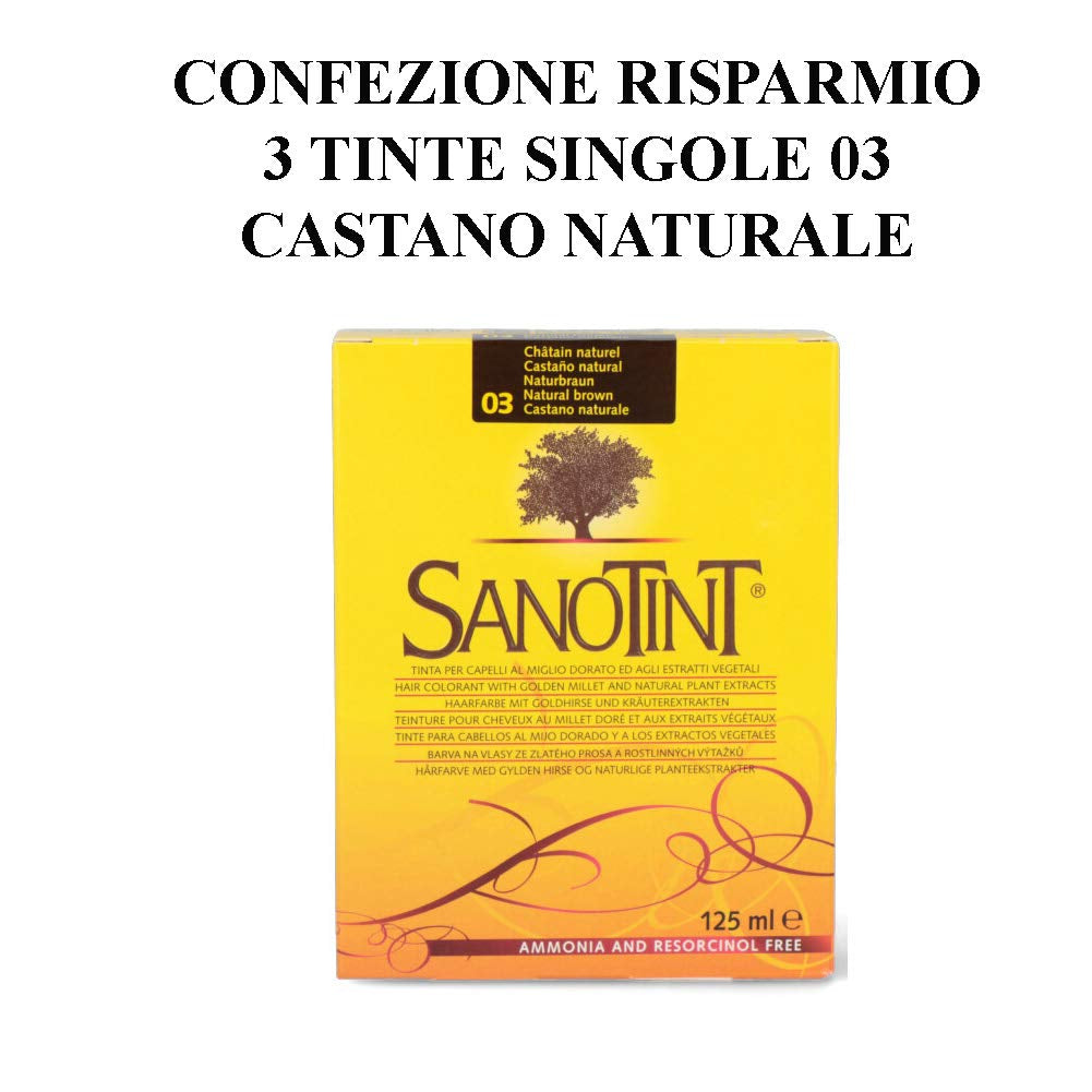 TINTA COLOR SENSITIVE 03 MARRÓN NATURAL - 3 paquetes - 3 x 125 ml Tinte para el cabello Naty Shop