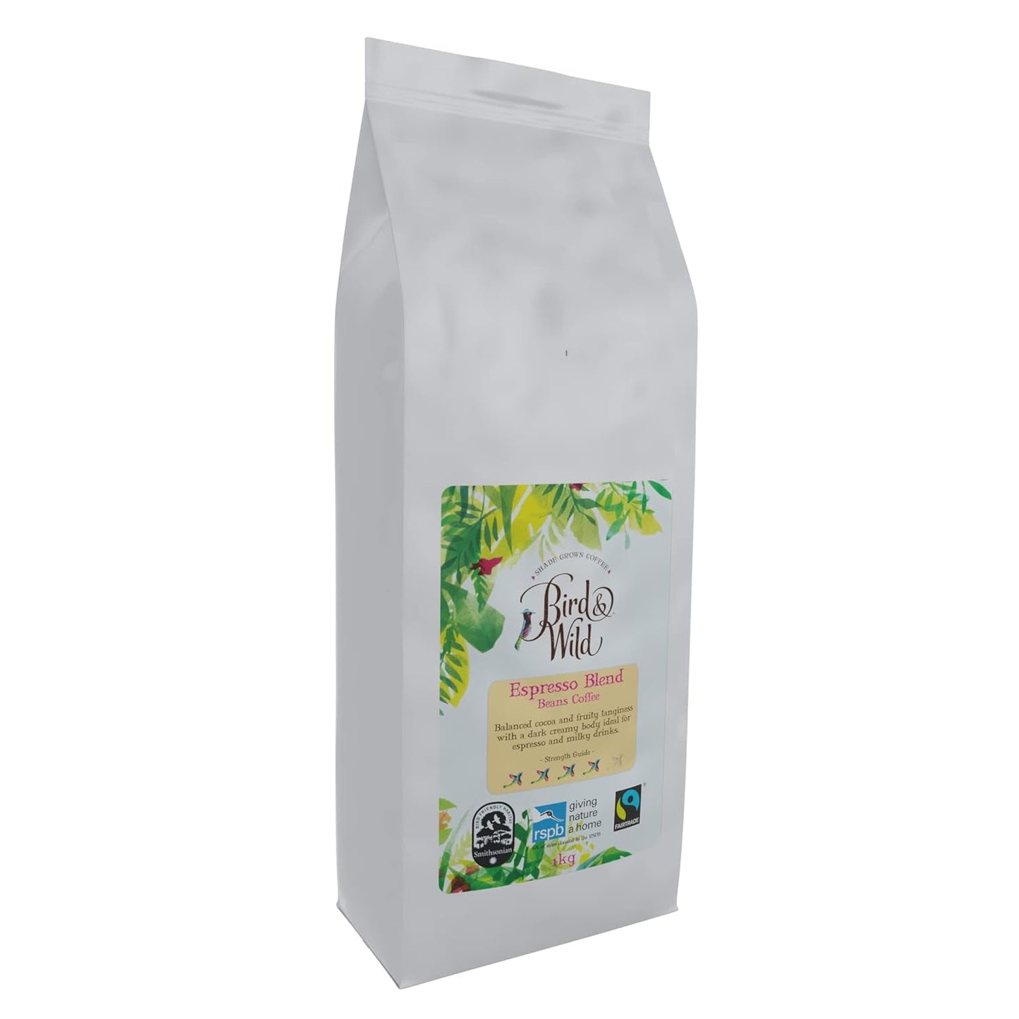 Mezcla de granos de café expreso, 1 kg, tostado medio, comercio justo, orgánico, cultivado a la sombra, apto para aves, grano entero, 1 kg de peso neto
