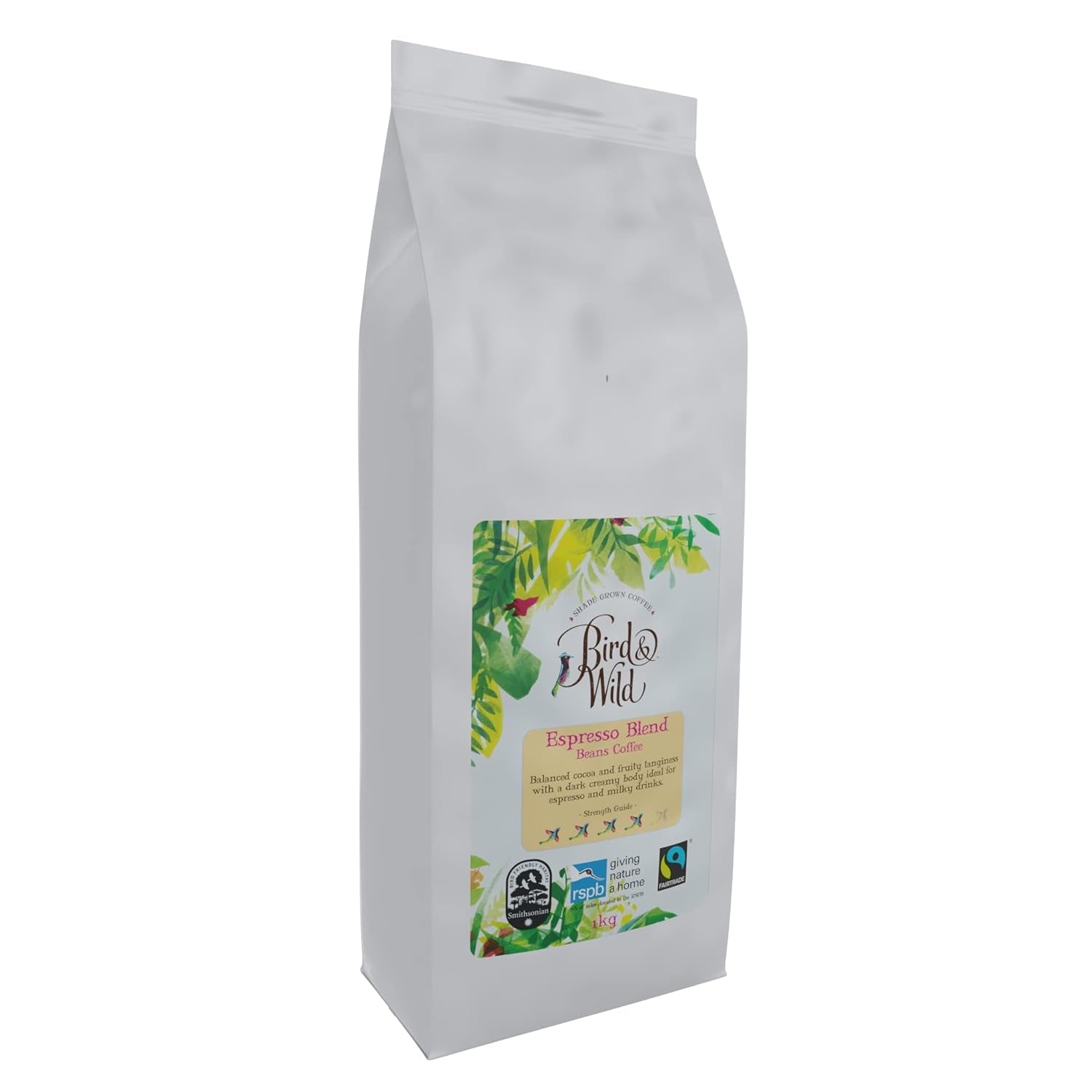 Mezcla de granos de café expreso, 1 kg, tostado medio, comercio justo, orgánico, cultivado a la sombra, apto para aves, grano entero, 1 kg de peso neto