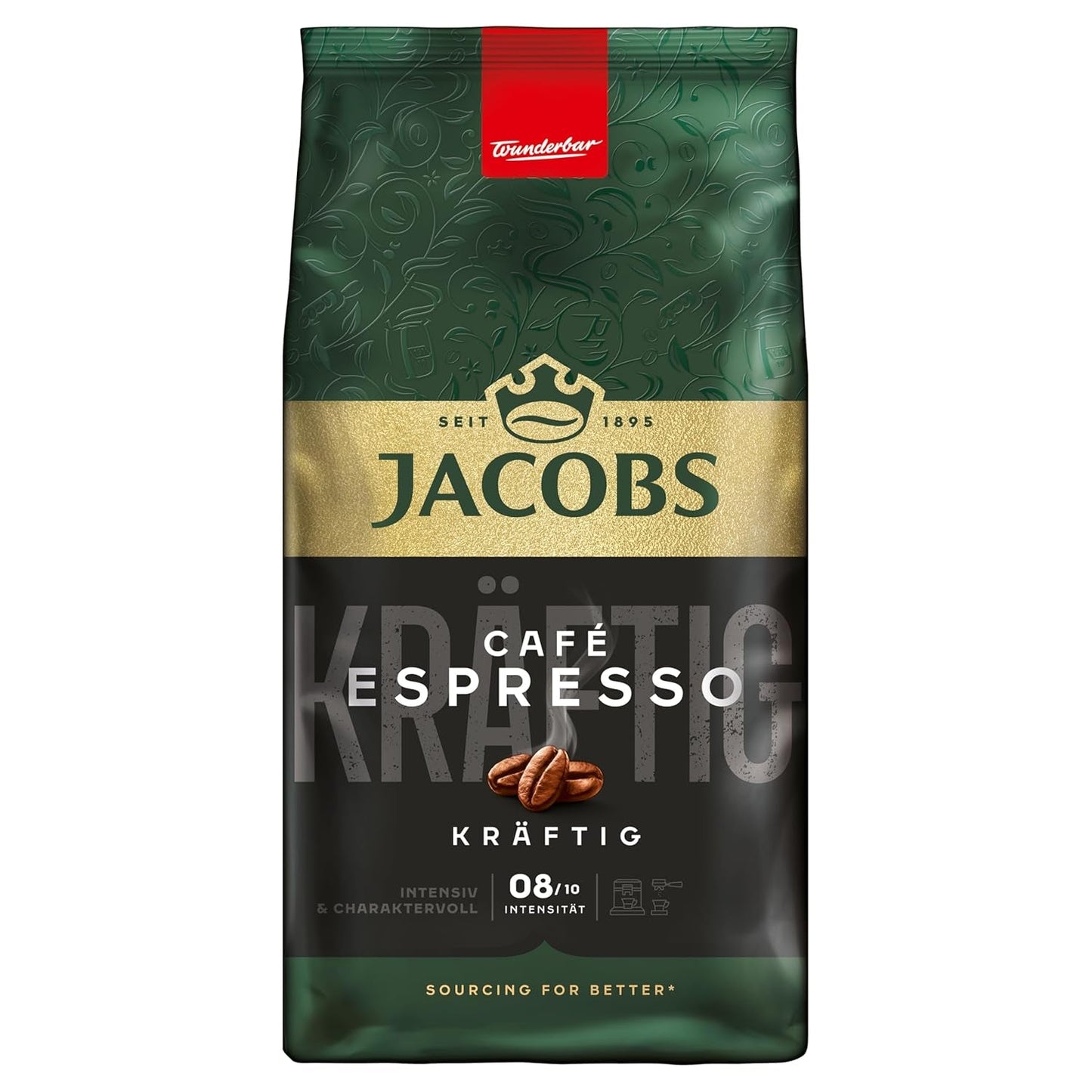 Jacobs Café Crema Gold Café en Grano 1Kg - Vollmundig, Aromatisch, Fruchtige Notes, Arábica y Robusta, Intensidad 5/10, Ideal para Café Crema Naty Shop Espresso 1Kg