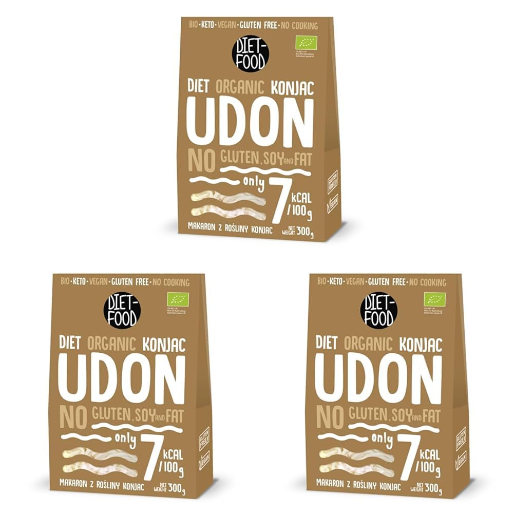 Fideos Udon Shirataki Konjac Bio 385g - Bajos en calorías, sin gluten, veganos - elaborados a base de raíz de konjac, ricos en fibra ALIMENTO DIETÉTICO