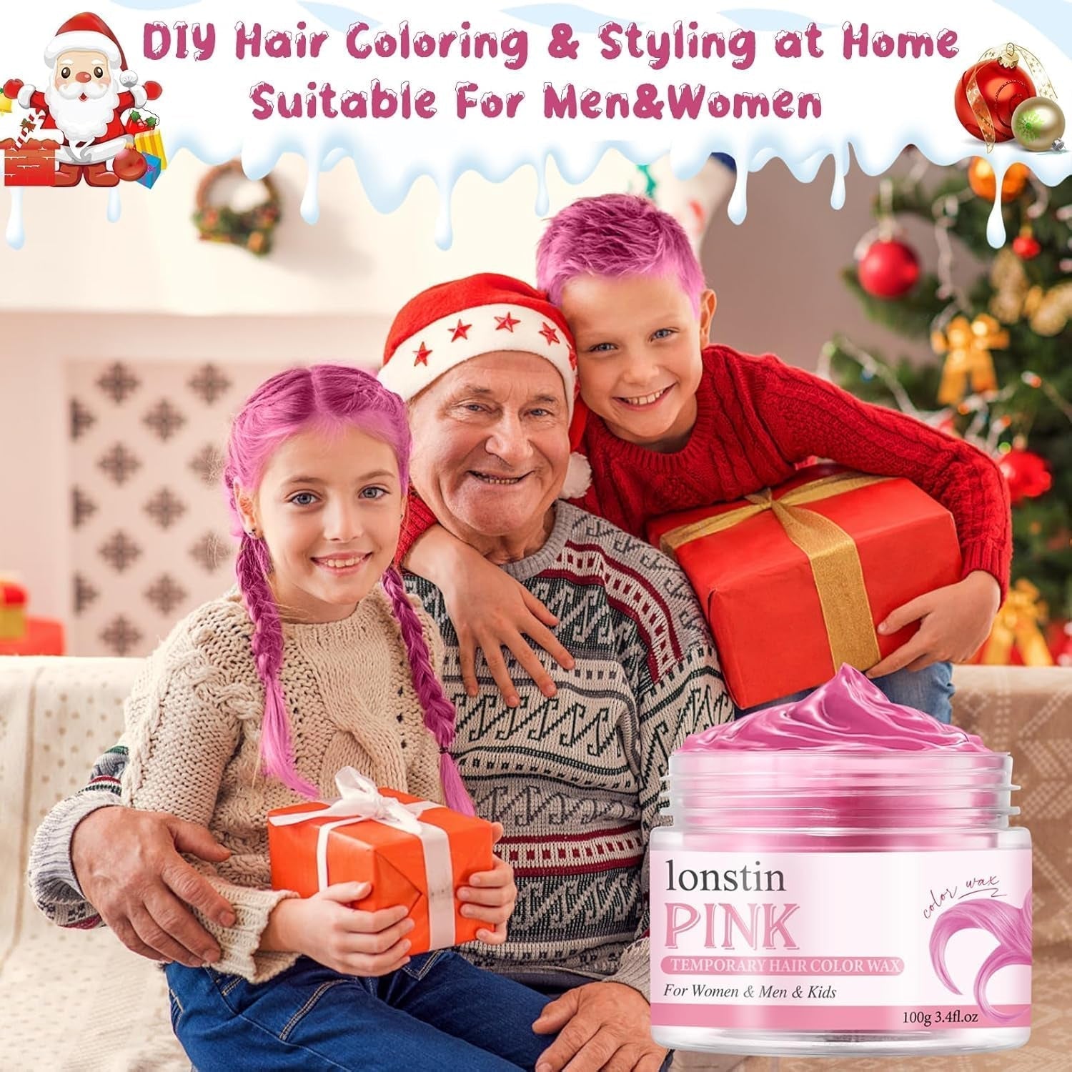 Tinte para el cabello temporal rosa lavable Cera para el cabello temporal Color Peinado natural Pomada Tinte para el cabello lavable para hombres Mujeres Fiesta Cosplay Halloween Navidad Tinte para el cabello Naty Shop