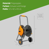 Amig - Enrollador de manguera | para mangueras de 1/2" | máximo 60 m enrollados | con manivela para enrollar fácilmente | polipropileno | naranja y gris