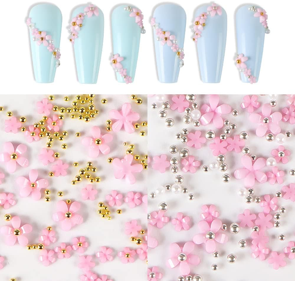 Uñas de flores 3D, 6 rejillas, encantos de uñas de flores, pedrería de uñas acrílicas, accesorios de uñas, decoraciones de uñas de primavera DIY