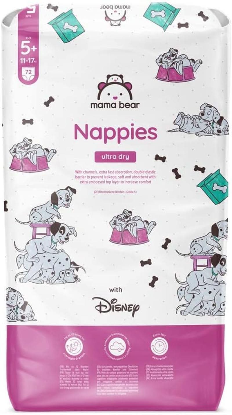 Mama Bear Disney Ultra Dry Pañales Talla 4 (8-14kg), Blanco, 84 Piezas (1 Paquete) Naty Shop Talla 5+ (11-17kg) Paquete Individual