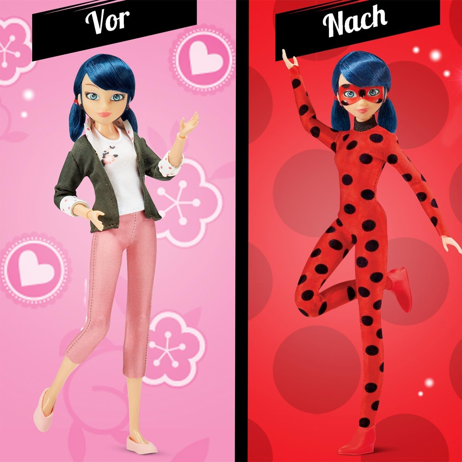 BANDAI - Miraculous Ladybug - Muñeca de moda Marinette y Ladybug - Muñeca articulada de 26 cm con 2 trajes - Muñeca articulada Miraculous Toy - Juguete para edades de 4 años en adelante - P50355