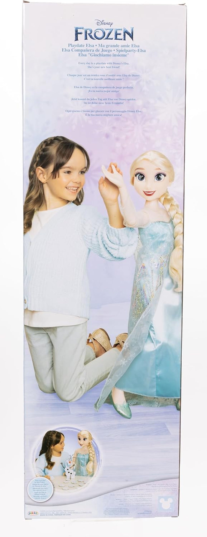 Muñeca gigante Disney Frozen Playdate Elsa de 80 cm de Jakks Pacific Muñeca totalmente articulada con 11 puntos de articulación Incluye cepillo para el pelo y accesorios