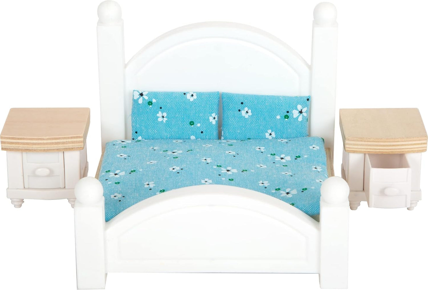 Small Foot Casa de muñecas de madera de 3 pisos con frente abierto y 12 muebles para edades de 3 años en adelante 11802 Blanco Gris