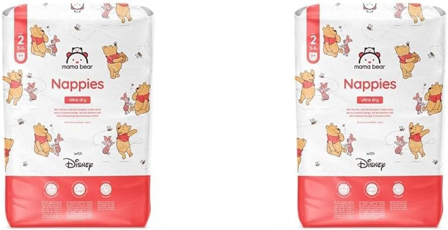 Pañales Mama Bear Disney Ultra Dry talla 4 (8-14 kg), blanco, 84 piezas (1 paquete)