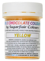 Colorante alimentario Sugarflair Chocolate Colorante alimentario amarillo para chocolate - Manteca de cacao orgánica coloreada, colorante de chocolate para colorear chocolate, bombones - 35g