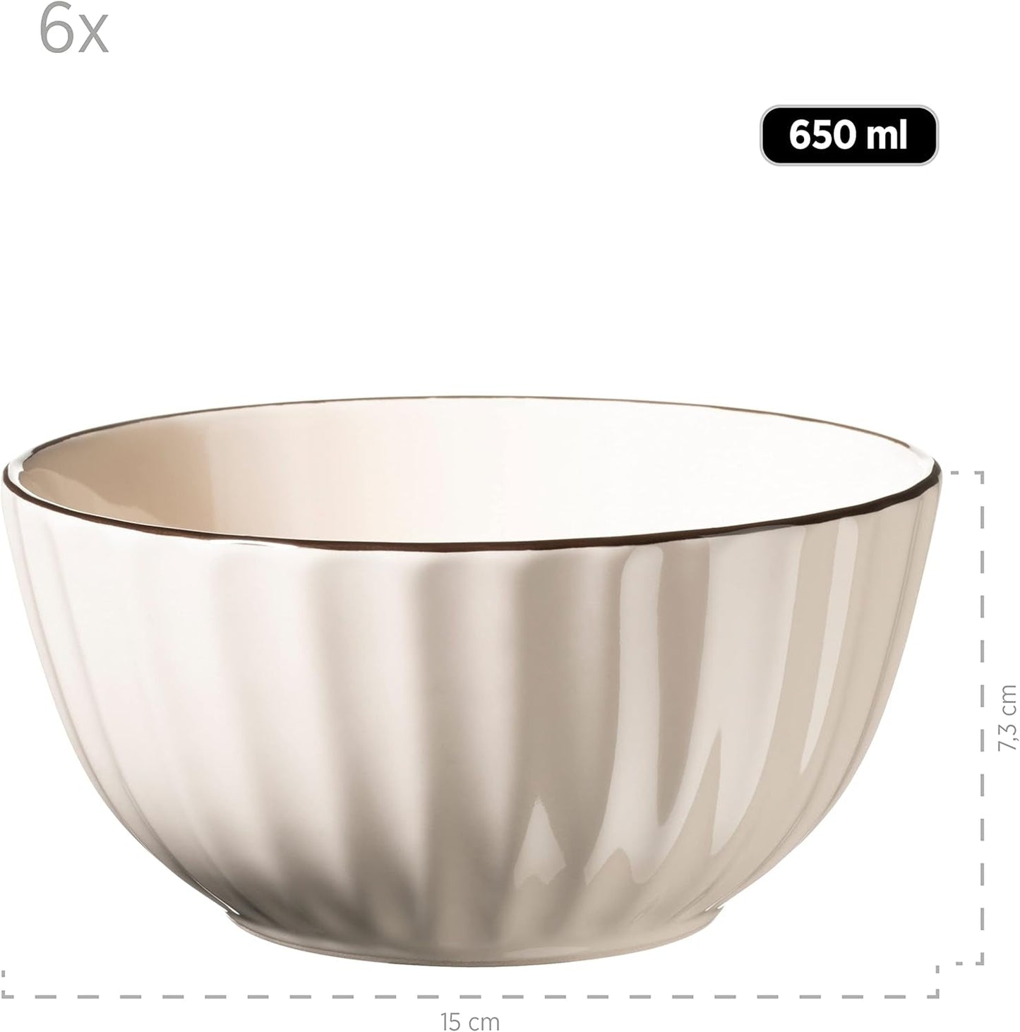 MÄSER 931967 Osita Retro Series Juego de vajilla Wave para 6 personas, vajilla redonda de 18 piezas, platos llanos, platos de postre y cuencos de cereales, cerámica, blanco crema