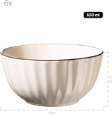 MÄSER 931967 Osita Retro Series Juego de vajilla Wave para 6 personas, vajilla redonda de 18 piezas, platos llanos, platos de postre y cuencos de cereales, cerámica, blanco crema