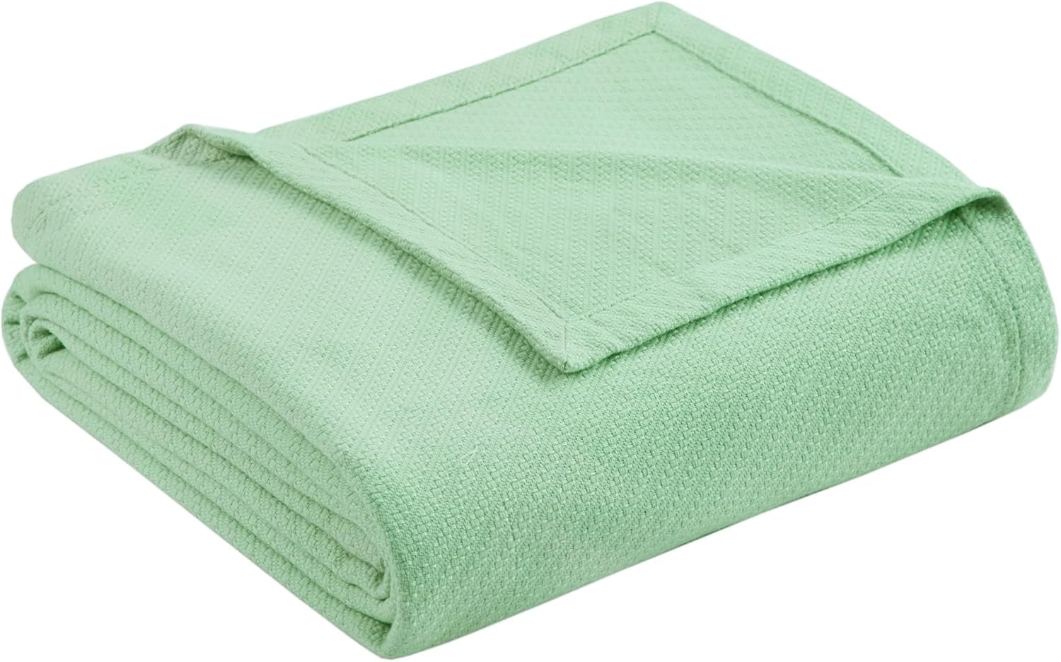 Madison Park Manta de algodón líquido de lujo, 100% algodón hilado en anillo, suave y cómoda de alta calidad, para cama, sofá o sofá, Blush Full/Queen Naty Shop Edredones y edredones Sea Foam Full/Queen