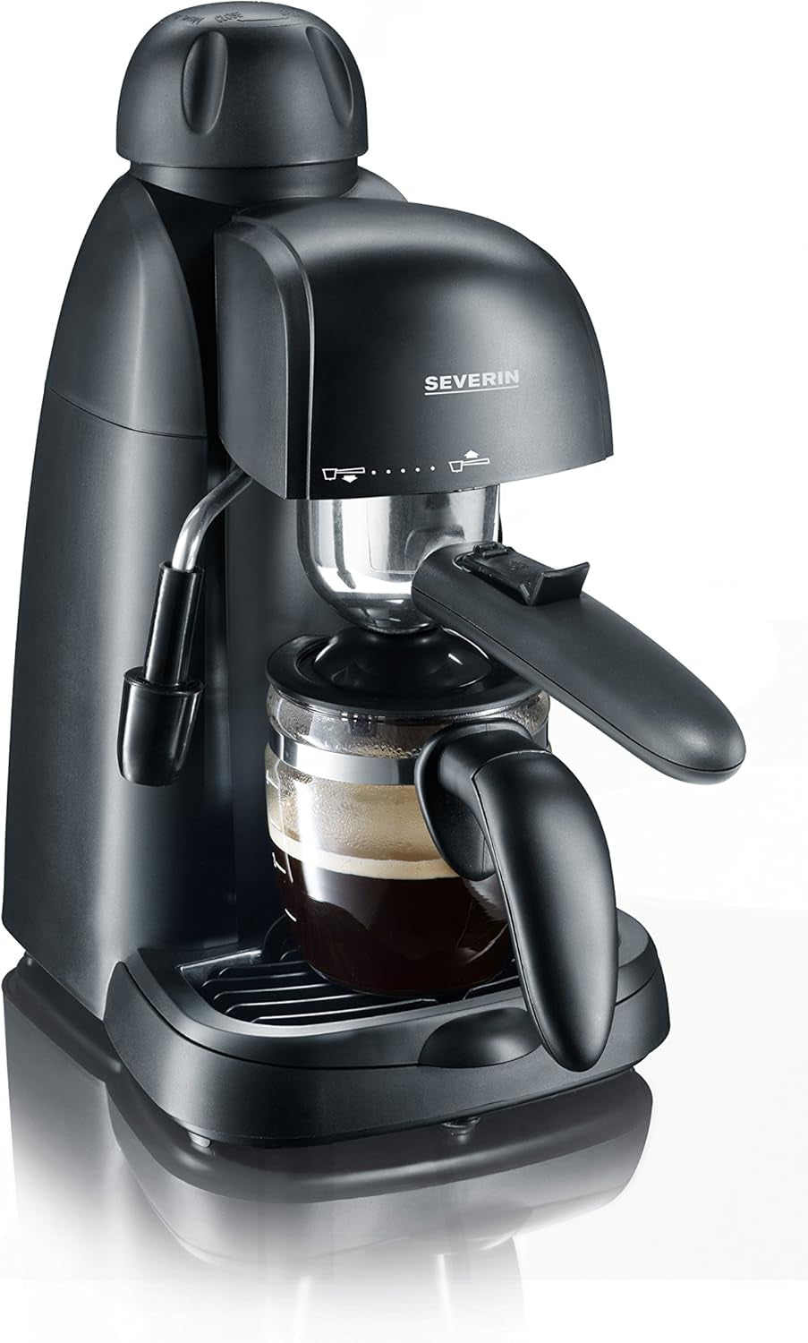 SEVERIN KA 5978 Cafetera espresso (incluye tazón para servir y cuchara dosificadora, hasta 4 tazas) negra, Estándar