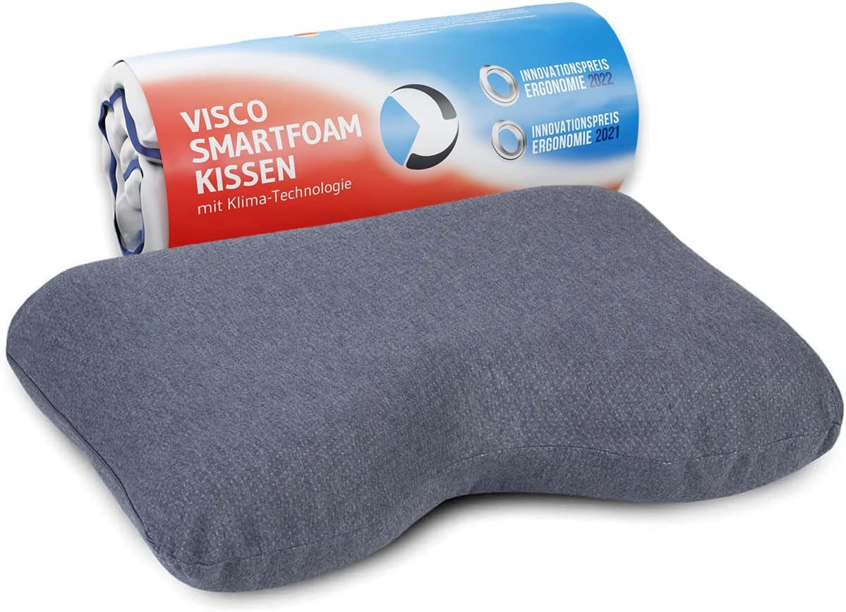 Almohada para dormir de lado GIANFAR | Almohada ortopédica para soporte del cuello | Espuma viscoelástica ultra fresca contra dolores de garganta y migrañas | Funda termorreguladora | Almohada para dormir de lado con columna cervical 55X40X12/10 cm Almohadas ortopédicas cervicales Naty Shop Antracita Thermic Quickdry Bezug