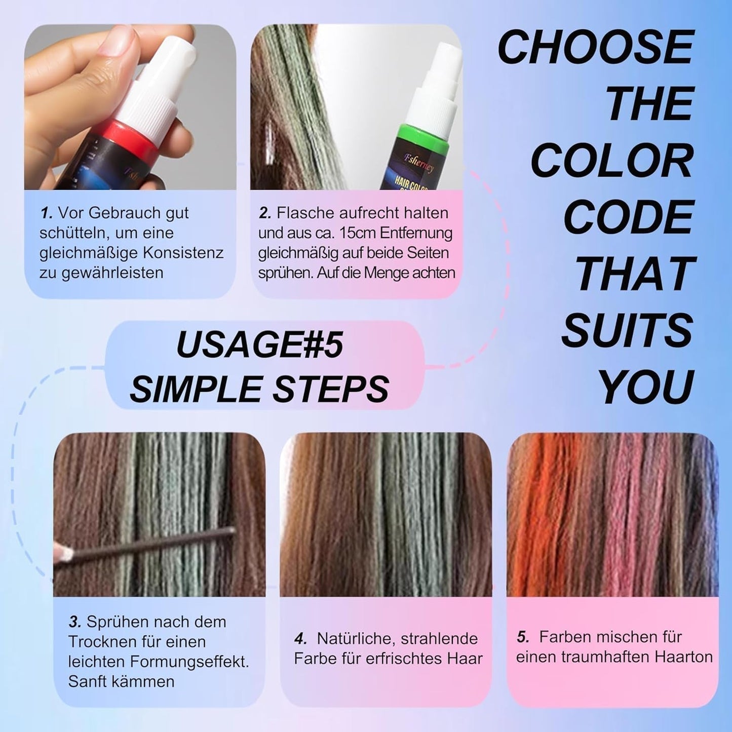 Color de laca para el cabello - 30 ml Spray de color de cabello verde temporal, tinte para el cabello natural Spray de color de cabello temporal, tinte de cabello lavable para fiesta Cosplay Halloween (verde) Naty Shop Tinte para el cabello