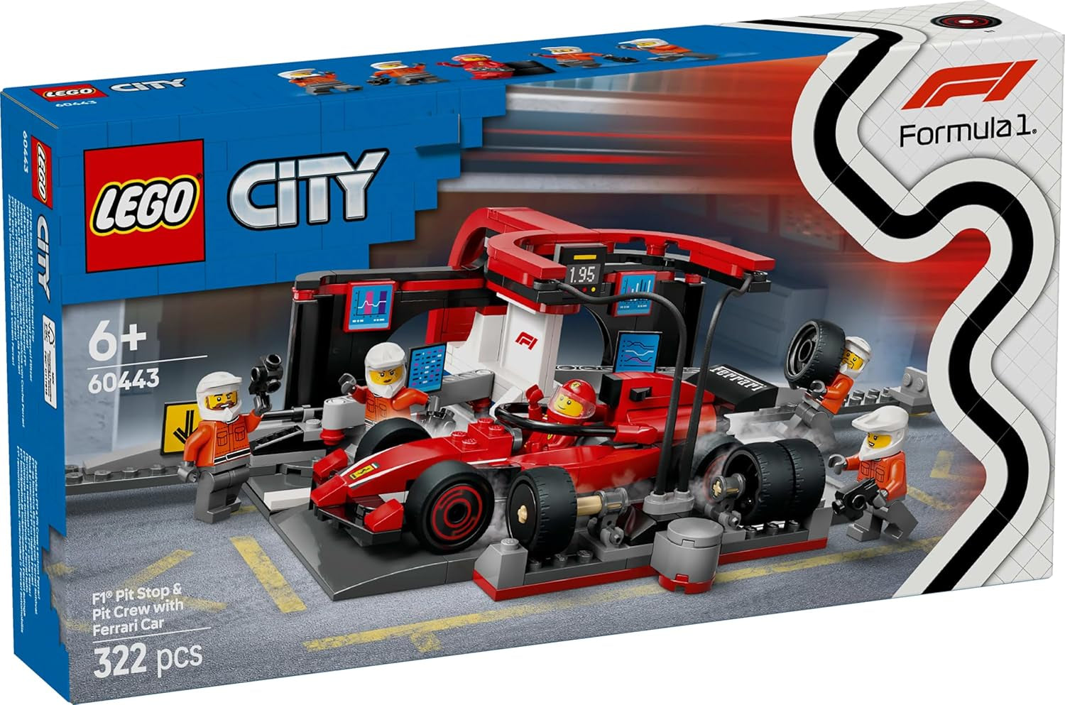 LEGO City Parada en boxes de F1 con equipo y Ferrari Speedster - Set de parada en boxes de Fórmula 1 con 1 piloto de carreras y 4 minifiguras mecánicas - Coche de carreras de juguete para niños y niñas mayores de 6 años - 60443 Juegos de construcción Beuche den LEGO-Store
